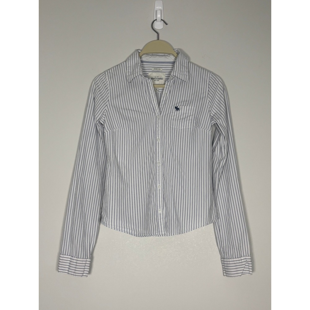 Abercrombie Kids XL Navy White Pinstripe Button Down Shirt